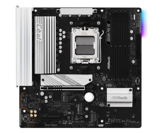 Mainboard ASROCK AMD B850 SAM5 Micro-ATX Memory DDR5 Memory slots 4 1xPCI-Express 4.0 4x	 1xPCI-Express 5.0 16x 1xM.2 1xHDMI 1xDisplayPort 1xAudio-In 1xAudio-Out 1xMicrophone 4xUSB 2.0 3xUSB 3.2 1xUSB-C 1xRJ45 B850MPRORS