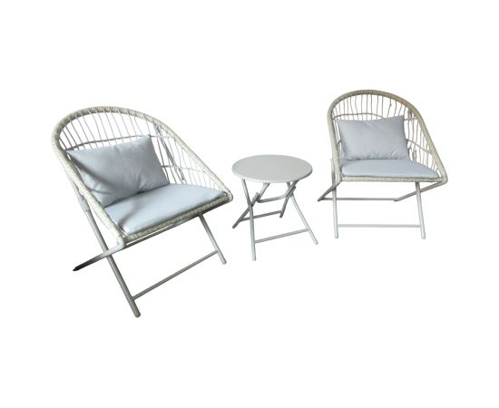 Balcony set YOLANDA 2 chairs and table, light gray