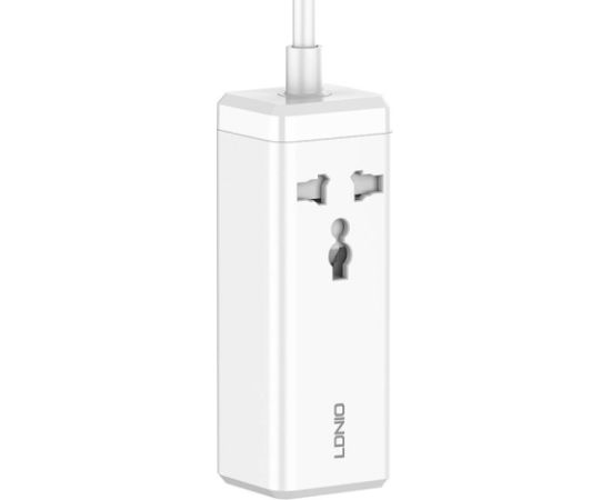 Power strip with 1 AC socket, 2x USB, 2x USB-C LDNIO SC1418, EU/US, 2500W (white)