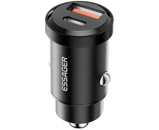 Car Charger 1xUSB-A 1xUSB-C 45W Essager (black)