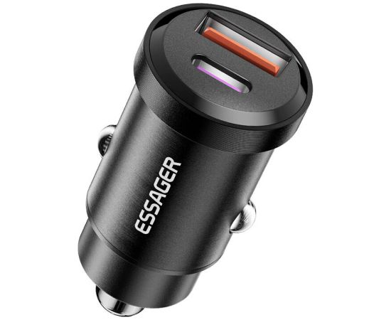 Car Charger 1xUSB-A 1xUSB-C 45W Essager (black)