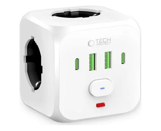 Tech-Protect power adapter PCL3X4 2xUSB/2xUSB-C, white