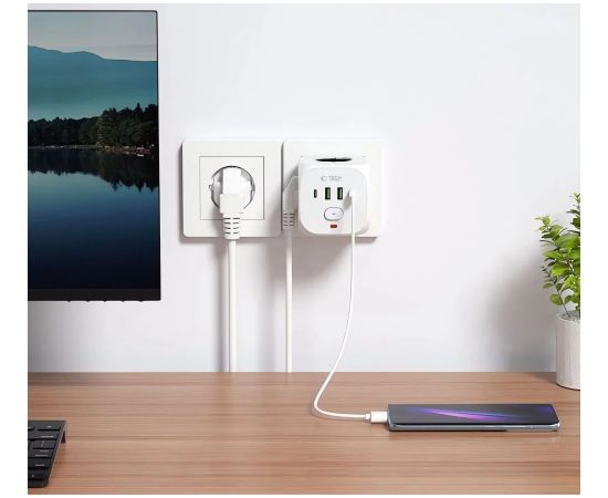 Tech-Protect power adapter PCL3X4 2xUSB/2xUSB-C, white