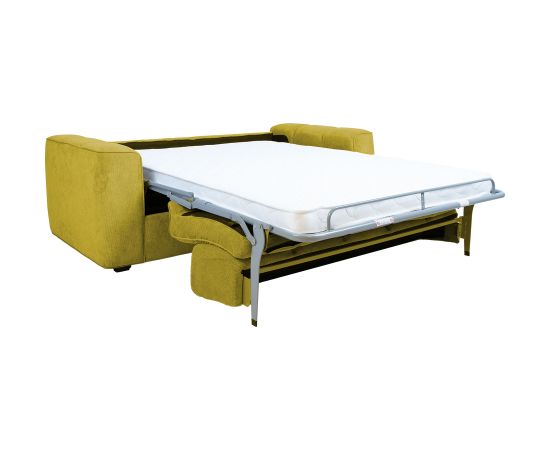 Sofa bed STELLA with spring mattress, yellow