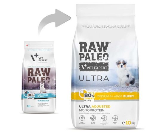 VET EXPERT RAW PALEO Ultra Medium&Large Puppy Turkey - dry food for puppies - 10 kg