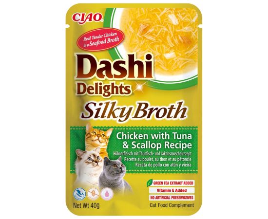 INABA CAT Dashi Delights Silky Broth Chicken with Tuna & Scallop - cat treat - 40g