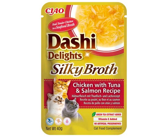 INABA CAT Dashi Delights Silky Broth Chicken with Tuna & Salmon - cat treat - 40g