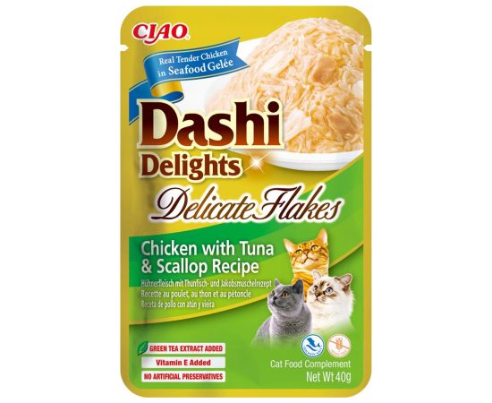 INABA CAT Dashi Delights Delicate Flakes Chicken with Tuna & Scallop - cat treat - 40g