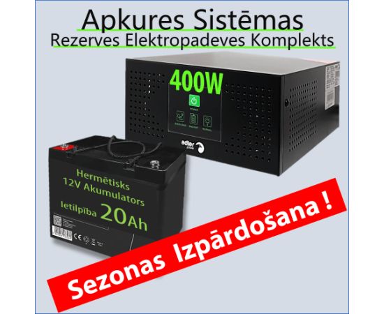 Komplekts Nepārtrauktās barošanas bloks ( Invertors ) apkures sistēmai 400 + 12V 20Ah akumulators