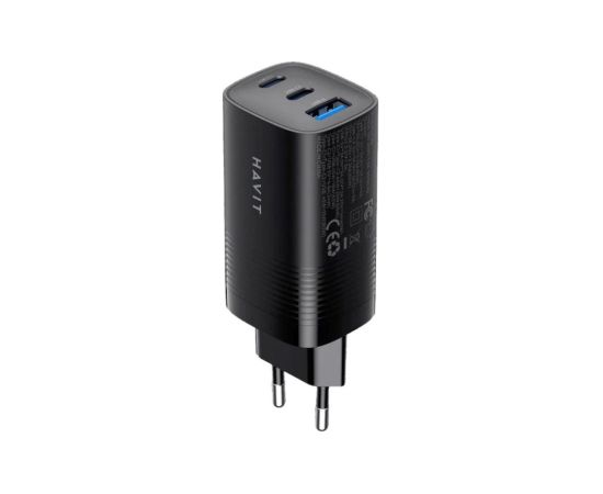 Havit UC20 - GaN 65 W three-port travel charger, black