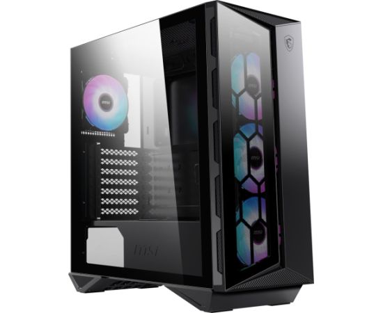 MSI MPG GUNGNIR 110R Mid Tower Gaming Computer Case Black, USB 3.2 Gen2 Type C, 4x 120mm ARGB Fan, Mystic Light Sync, 1 to 6 ARGB Control board, 2x Tempered Glass Panels, ATX, mATX, mini-ITX