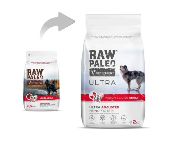 RAW PALEO Ultra Medium&Large Adult Beef - dry dog ​​food - 2 kg