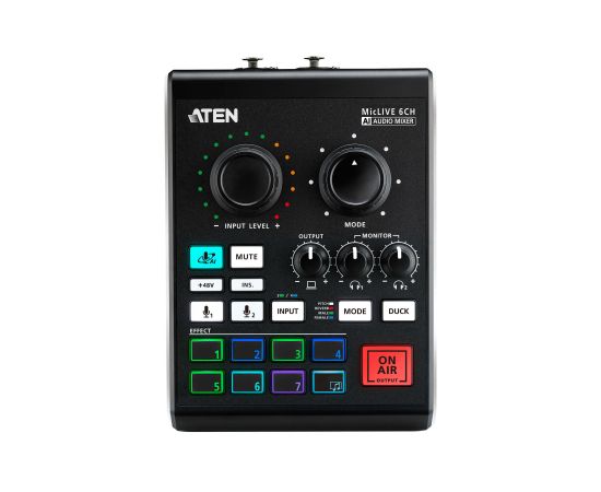 Aten UC8000 Podcast AI Audio Mixer MicLIVE 6-CH