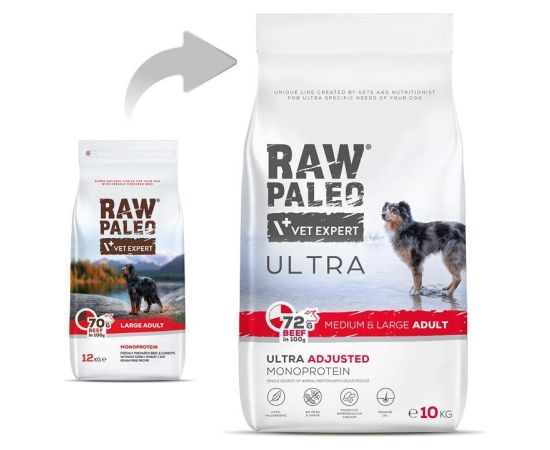 RAW PALEO Ultra Medium&Large Adult Beef - dry dog ​​food - 10 kg