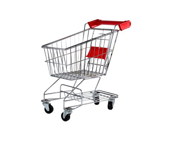 Leantoys Shopping cart, metal basket for children, silver, large