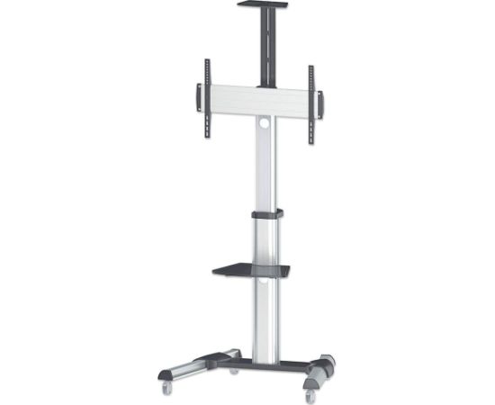 Manhattan TV & Monitor Mount, Trolley Stand, 1 screen, Screen Sizes: 37-65", Silver, VESA 200x200 to 600x400mm, Max 50kg, LFD, Lifetime Warranty