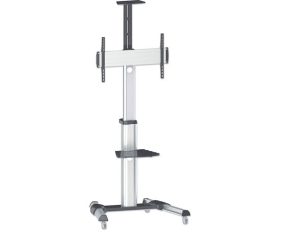 Manhattan TV & Monitor Mount, Trolley Stand, 1 screen, Screen Sizes: 37-65", Silver, VESA 200x200 to 600x400mm, Max 50kg, LFD, Lifetime Warranty