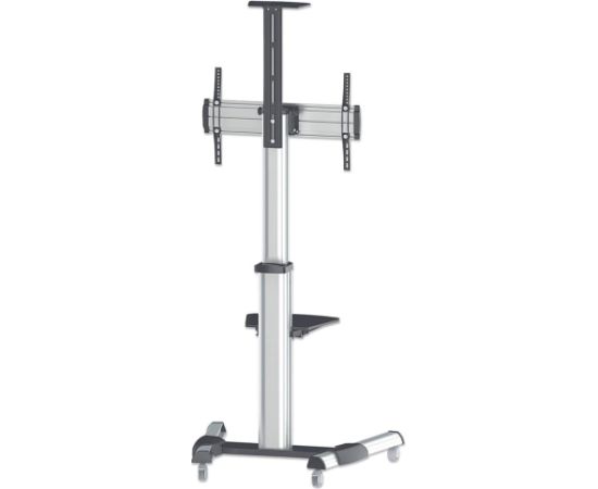 Manhattan TV & Monitor Mount, Trolley Stand, 1 screen, Screen Sizes: 37-65", Silver, VESA 200x200 to 600x400mm, Max 50kg, LFD, Lifetime Warranty