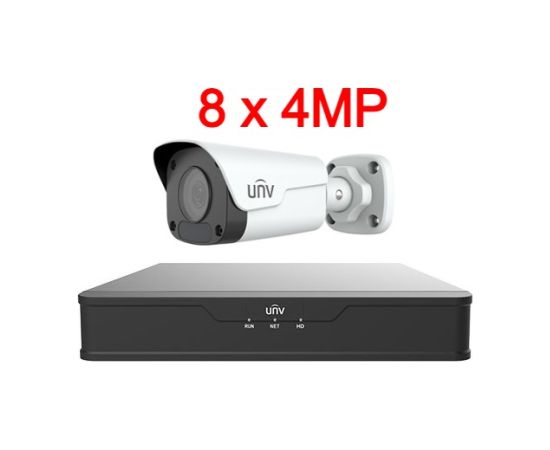 Uniview UNV 4MP IP videonovērošanas komplekts ar PoE (NVR + 8 kameras)