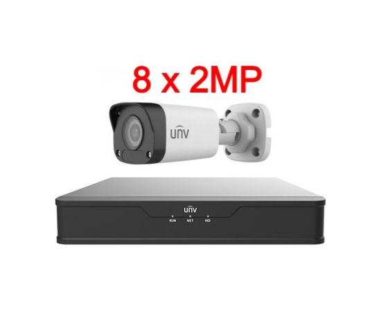 Uniview UNV 2MP IP videonovērošanas komplekts ar PoE (NVR + 8 kameras)