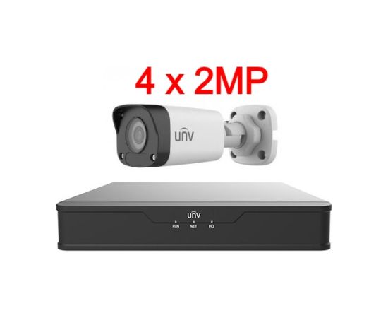 Uniview UNV 2MP IP videonovērošanas komplekts ar PoE (NVR + 4 kameras)