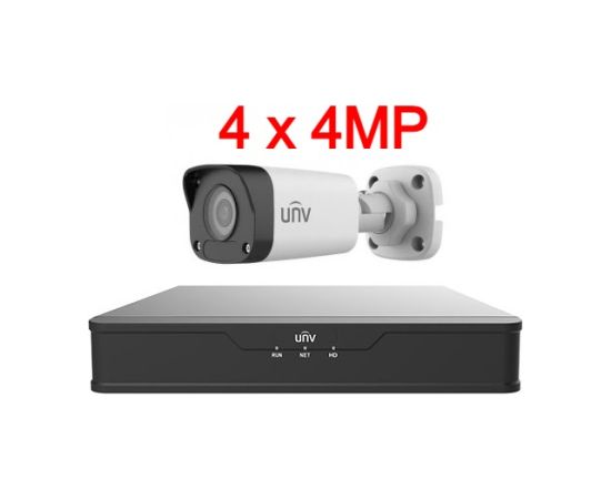 Uniview UNV 4MP IP videonovērošanas komplekts ar PoE (NVR + 4 kameras)