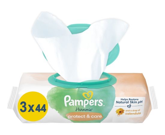 Pampers Harmonie Protect & Care Chusteczki nawilżane 3x44 szt.