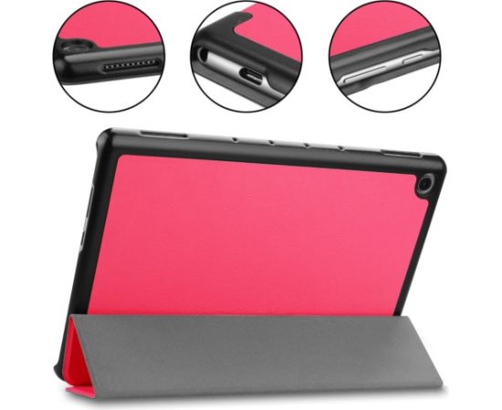 iLike Tri-Fold Plāns Eko-Ādas Statīva Maks Xiaomi Redmi Pad SE 8.7'' (2024) Korāļu rozā