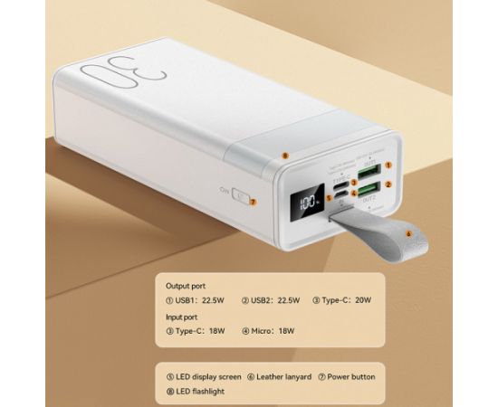 REMAX Power Bank 30000mAh RPP-320 Chinen - 2xUSB + C tipa - PD 20W QC 22,5W zils (bojāts iepakojums)