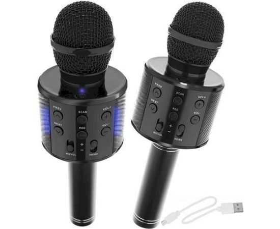 Goodbuy karaoke mikrofons ar iebūvētu Bluetooth skaļruni | 3W | aux | balss modulators | USB | Micro SD melns