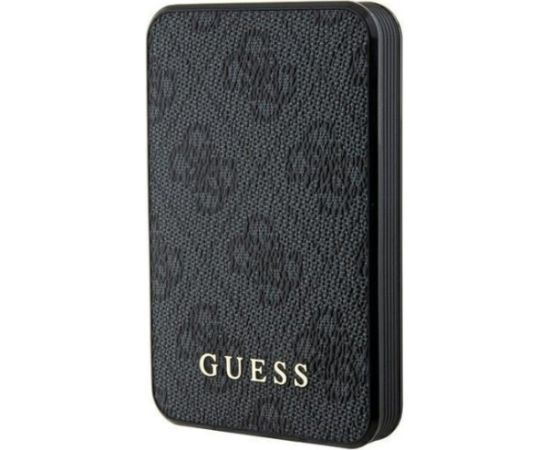 Guess   Powerbank 15W 5000mAh 4G Leather Metal Logo Magsafe charger Black