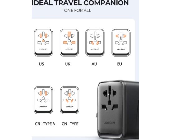 Универсальное зарядное устройство для путешествий Joyroom JR-TCW01 15W 3xUSB-A/USB-C черный