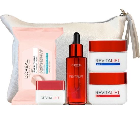 L’Oreal Paris Classic Pouch Set L'Oreal Paris: Revitalift, Hydrating & Smoothening, Serum, For Face, 30 ml + Revitalift, Anti-Wrinkle & Firming, Day, Cream, For Face, 50 ml + Revitalift, Anti-Wrinkle & Firming, Night, Cream, For Face, 50 ml + Revitalift,