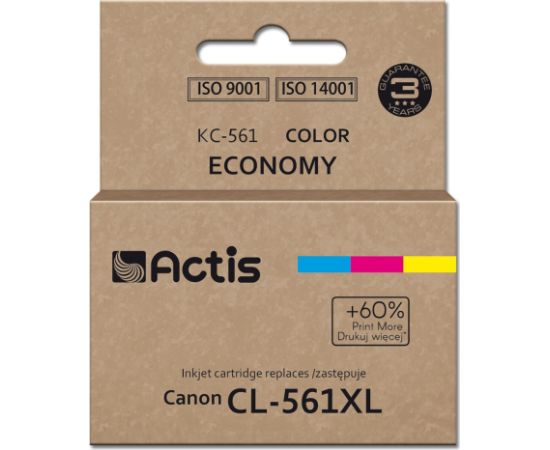 Actis KC-561 Canon printer ink, replacement Canon CL-561XL; Supreme; 18ml; blue, purple, yellow. Prints 60% more than the OEM.