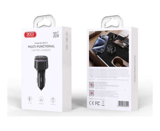 XO BCC17 FM Transmitters Bluetooth MP3 Auto Lādētājs 30W