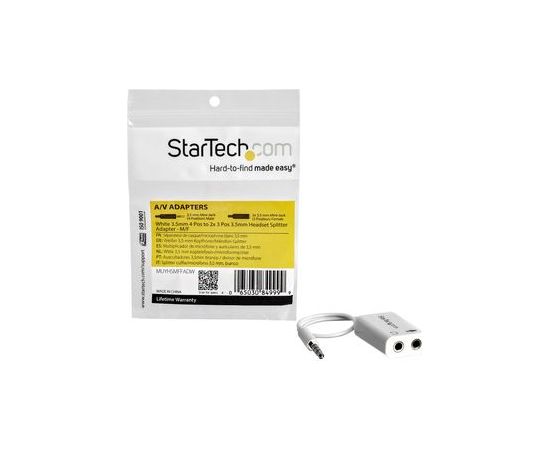 StarTech.com 4 Position Microphone and Headphone Splitter 3.5 mm 4 Pin | 4 Pole Mic and Audio Combo Splitter Cable (MUYHSMFFADW) - разветвитель для гарнитуры - 15.25 cm