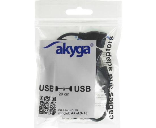 Akyga Hub USB AK-AD-13 2.0 4 porti melns 15cm