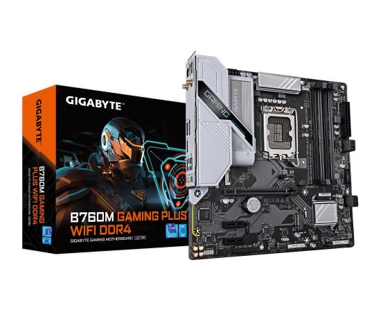 Mainboard GIGABYTE Intel B760 Express LGA1700 Micro-ATX Memory DDR4 Memory slots 4 2xPCI-Express 3.0 1x 1xPCI-Express 4.0 16x 2xM.2 1xHDMI 1xDisplayPort 2xUSB 2.0 1xUSB 3.2 1xUSB-C 1xPS/2 1xOptical S/PDIF 1xRJ45 3xAudio port B760MGPWIFIDDR41.0