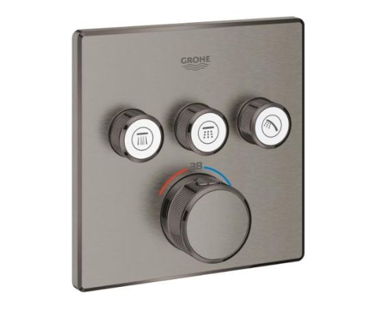 Grohe iebūvējamā dušas termostata SmartControl virsapmetuma daļa, ar 3 izejām, brushed hard graphite