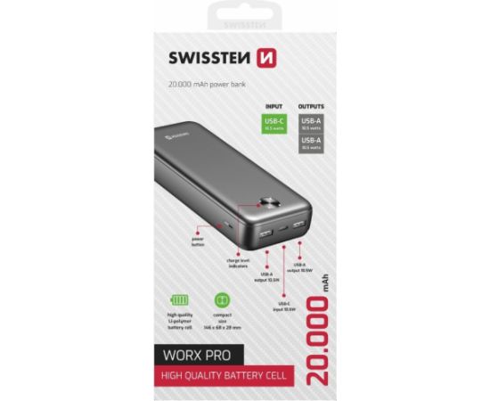 Swissten Power Worx Pro Power Bank 20000 mAh