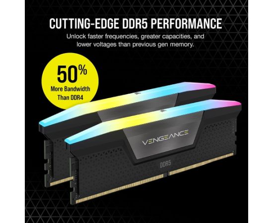 Corsair 32 GB DDR5-6800 Kit, memory (black, CMH32GX5M2B6800C40, Vengeance RGB)