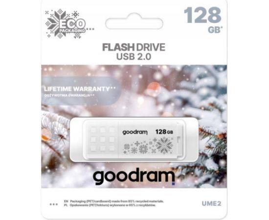 Pendrive GoodRam UME2-1280W00R11-WI (128GB; USB 2.0; kolor biały) WINTER