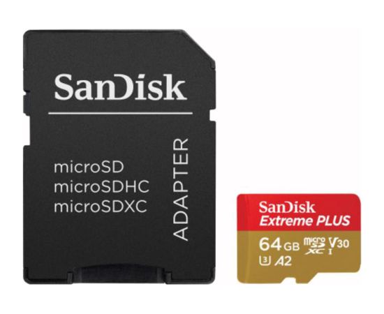 Sandisk карта памяти microSDXC 64GB Extreme Plus + адаптер