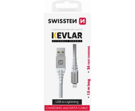 Swissten Kevlar USB - Lightning Datu un Uzlādes Vads 1.5m