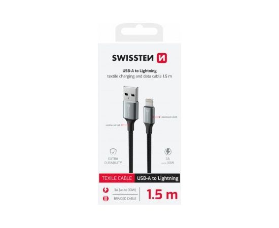 Swissten Textile II USB - Lightning Datu un Uzlādes vads 1.5m