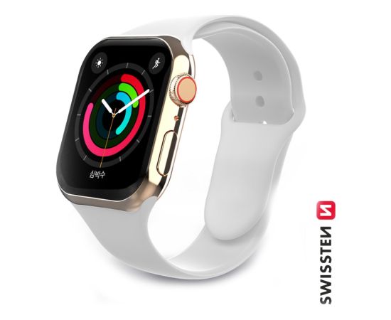 Swissten Cиликоновый Pемешок для Apple Watch 1/2/3/4/5/6 / SE / 38 мм / 40 мм / белая