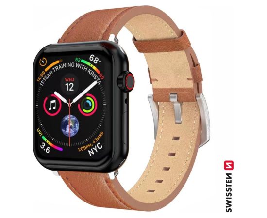 Swissten Leather Band Ādas Siksniņa priekš Apple Watch 42 / 44 / 45 / 49 mm