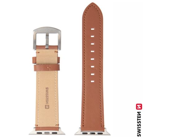 Swissten Leather Band Ādas Siksniņa priekš Apple Watch 42 / 44 / 45 / 49 mm