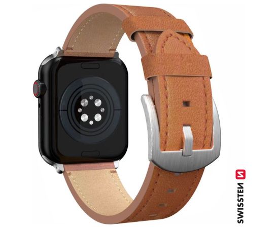 Swissten Leather Band Ādas Siksniņa priekš Apple Watch 42 / 44 / 45 / 49 mm