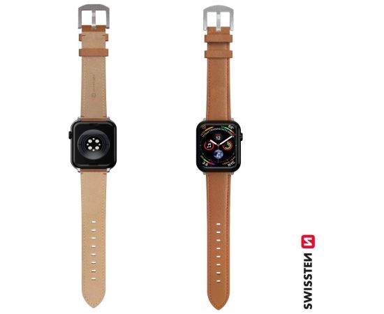 Swissten Leather Band Ādas Siksniņa priekš Apple Watch 42 / 44 / 45 / 49 mm